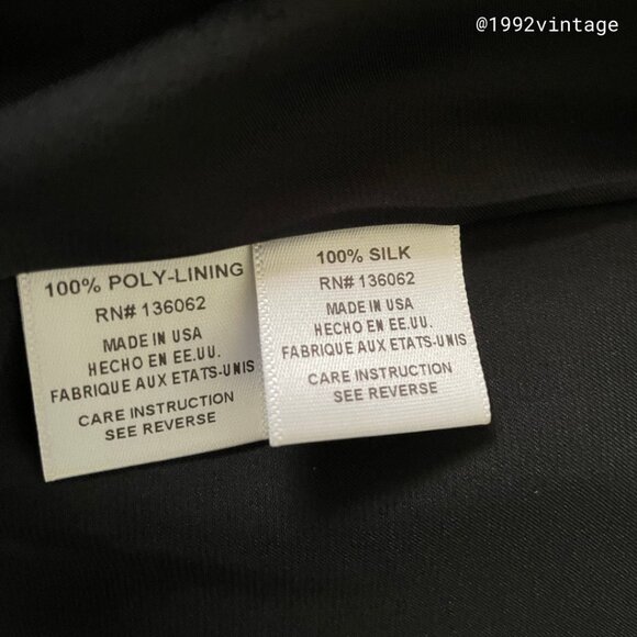 VINTAGE 90s Slip Midi Dress Black 100% Silk | Size XS - Picture 9 of 9